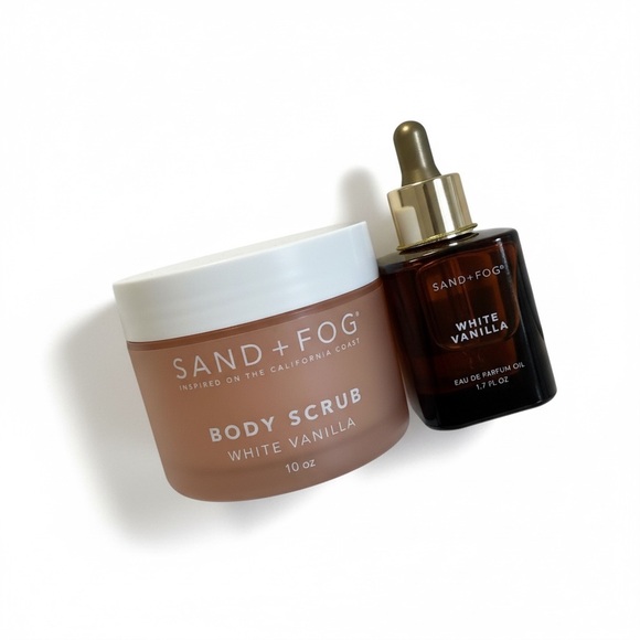 Sand + Fog White Vanilla Body Scrub and body oil set
